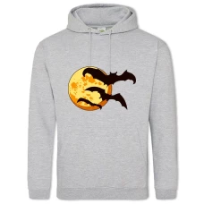 Hoodie with Print Halloween Moon And Bats - 2XL grey