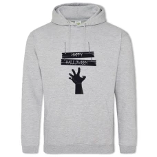 Hoodie with Print Happy Halloween Zombie Hand - 2XL grey