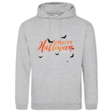 Hoodie with Print Happy Halloween And Bats - 2XL grey