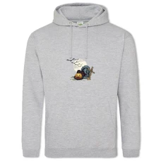 Hoodie with Print Halloween Moon Bats Coffin Cat And Pumpkin - 2XL grey