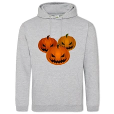 Hoodie with Print Halloween Three Pumpkins - 2XL grey
