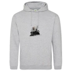 Hoodie with Print Halloween Moon Bats Ghost Castle - 2XL grey