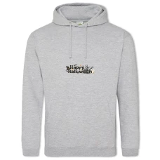 Hoodie with Print Happy Halloween Witch Hat And Ghost - 2XL grey