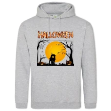 Hoodie with Print Halloween Pumpkin Castle Coffin Moon Spider - 2XL grey