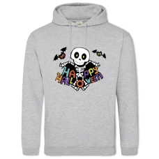 Hoodie with Print Happy Halloween Mouse Skeleton - 2XL grey