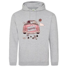 Hoodie with Print Bride And Groom On A Pink Car - 2XL grey