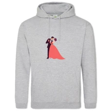 Hoodie with Print The Groom And The Bride In A Dress In Coral - 2XL grey
