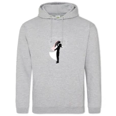Hoodie with Print The Groom And The Bride With A Bouquet - 2XL grey