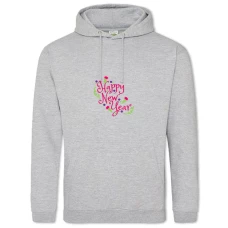 Hoodie with Print Happy New Year Pink Fireworks - 2XL grey