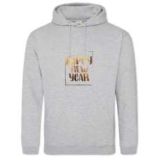 Hoodie with Print Happy New Year Gold-Framed - 2XL grey