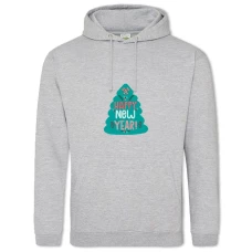 Hoodie with Print Happy New Year Tree Turquoise - 2XL grey