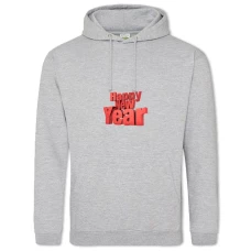 Hoodie with Print Happy New Year 3D - 2XL grey
