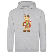 Hoodie with Print Happy New Year Deer With Gifts - 2XL grey