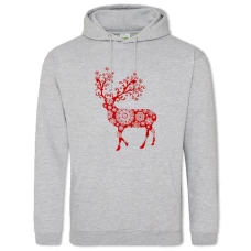 Hoodie with Print Happy New Year Deer Pattern - 2XL grey