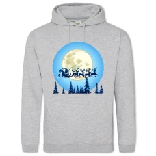 Hoodie with Print Happy New Year Santa Claus On A Sleigh - 2XL grey