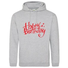 Hoodie with Print Birthday With Stars In Red Letters - 2XL grey