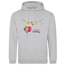 Hoodie with Print Birthday Ribbons With Stars And Balls - 2XL grey