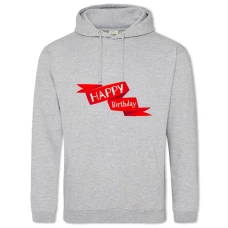 Hoodie with Print Birthday Red Ribbon - 2XL grey