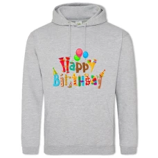 Hoodie with Print Birthday Balloons And Ice Cream - 2XL grey