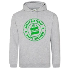 Hoodie with Print Birth Day Cake With Green Print - 2XL grey