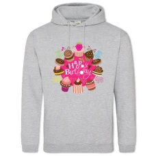 Hoodie with Print Birthday Many Sweets - 2XL grey