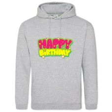 Hoodie with Print Birthday Flowers - 2XL grey