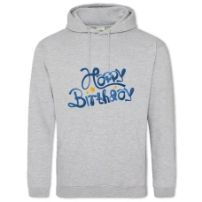 Hoodie with Print Birthday In Blue Letters And Asterisks - 2XL grey