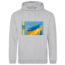 Hoodie with Print On The Day Of Defender Of The Ukrainian Flag And Coat Of Arms - 2XL grey
