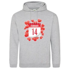 Худи с принтом День Всех Влюбленных 14 Февраля На Календаре - 2XL серый