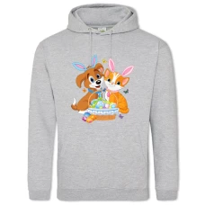 Худі з принтом Великдень Собачка І Кішка - 2XL сірий