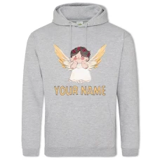 Hoodie with Print Angel Day Your Name Hand Drawn Angel - 2XL grey