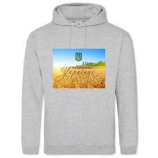 Худи с принтом День Независимости Герб Поле Пшеницы - 2XL серый