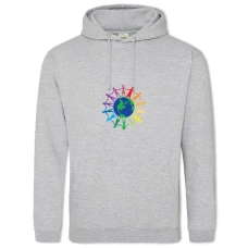 Hoodie with Print Young People Around The Earth - 2XL grey