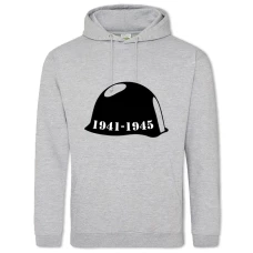 Hoodie with Print Warrior Helmet 1941-1945 - 2XL grey