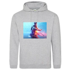 Hoodie with Print Soldier With A Gun - 2XL grey