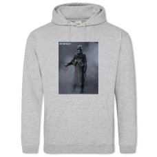 Hoodie with Print A Soldier In A Gas Mask With Protection - 2XL grey