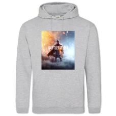 Hoodie with Print Soldier With A Pistol And A Rifle - 2XL grey