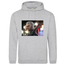 Hoodie with Print Cyberpunk 2077 Game Character With A Scar - 2XL grey