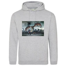 Hoodie with Print Darksiders Battle With The Dragon - 2XL grey