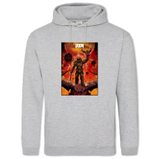 Hoodie with Print Doom Skull - 2XL grey