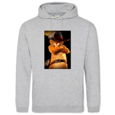 Hoodie with Print Puss In Boots Cat - 2XL grey