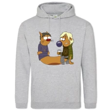 Hoodie with Print Catdog Hipsters - 2XL grey