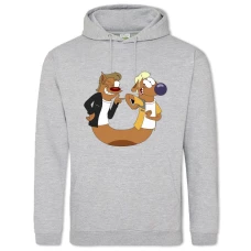 Hoodie with Print Catdog Cute - 2XL grey