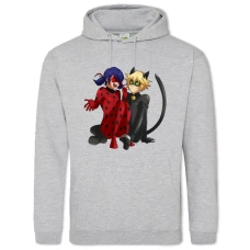 Hoodie with Print Miraculous Ladybug And Cat Noir - 2XL grey