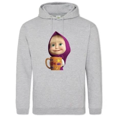 Hoodie with Print Masha And The Bear Masha With A Mug - 2XL grey
