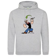 Hoodie with Print Popeye The Sailor Powerfull Popeye - 2XL grey