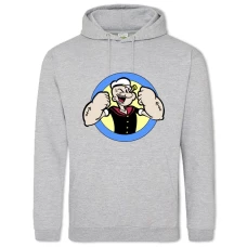 Hoodie with Print Popeye The Sailor Logo - 2XL grey