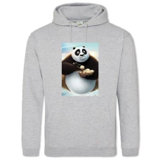 Худи с принтом Кунг Фу Панда По И Еда - 2XL серый
