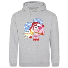 Hoodie with Print Smeshariki Nyusha With A Book - 2XL grey