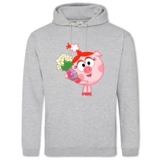 Hoodie with Print Smeshariki Nyusha And Flowers - 2XL grey